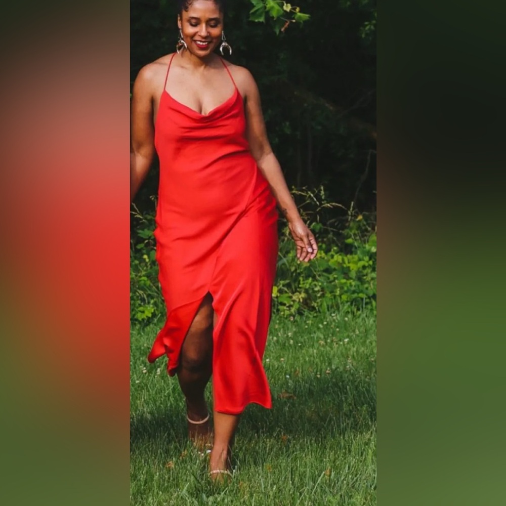 Red midi-dress size:4
